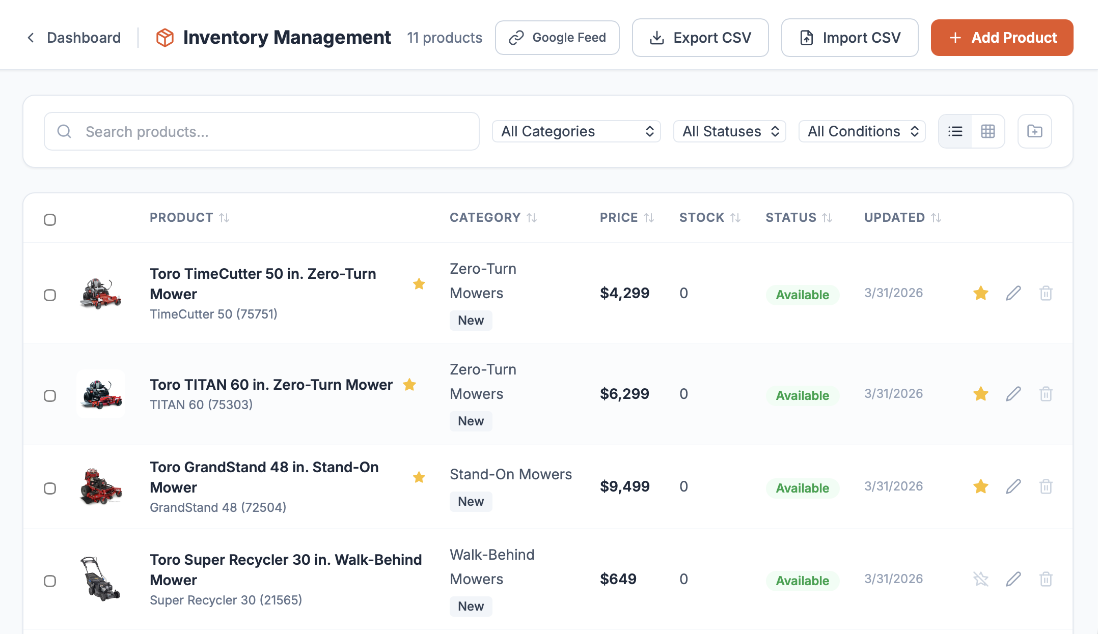 Inventory Management Dashboard